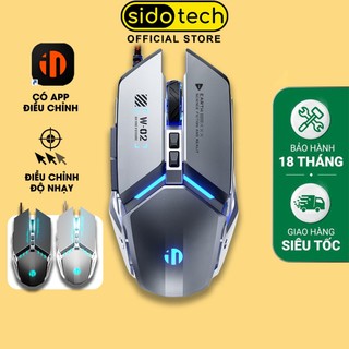  Chuột gaming có dây SIDOTECH W2 silent 7 nút bấm công thái học 8800 DPI có app máy tính laptop 