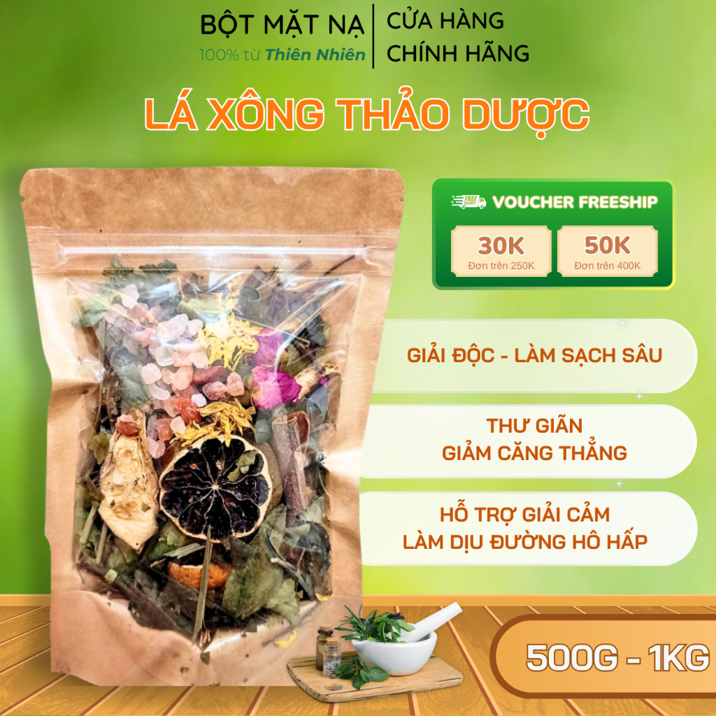 [100g] Hoa xông thảo dược, Lá xông hơi, ngâm nóng thư giãn - Bột mặt nạ thiên nhiên