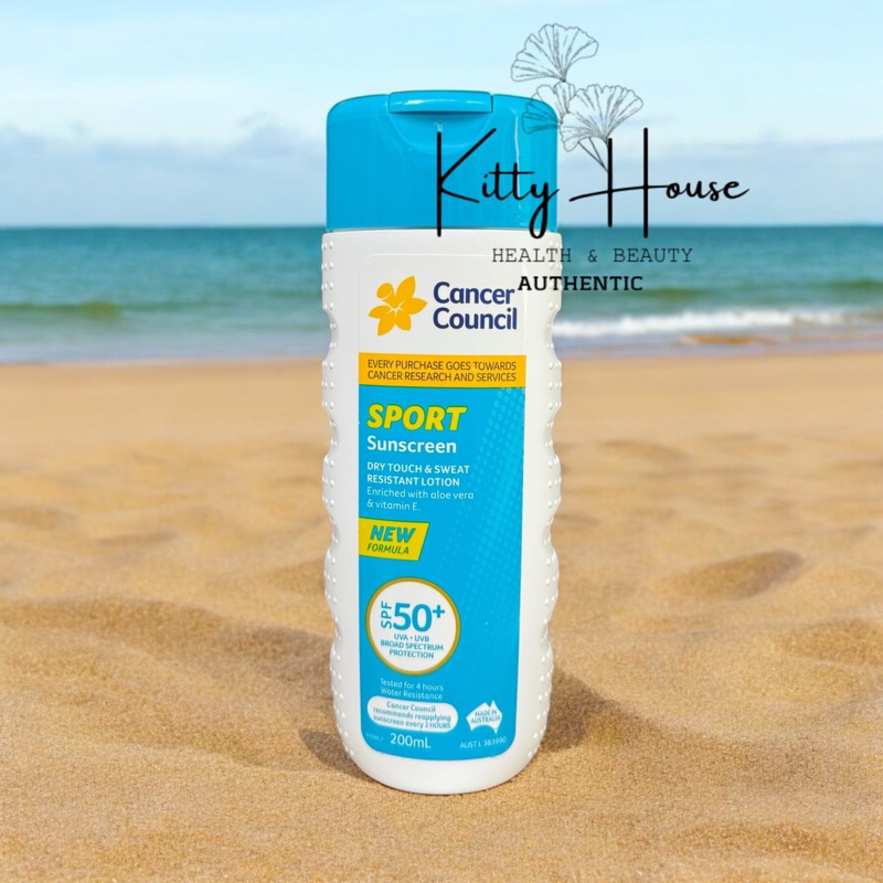 Kem chống nắng Cancer Council SPF 50 Sport Dry Touch & Sweat Resistant tuýp 110ml và chai 200ml
