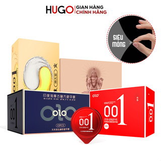  Bao Cao Su Olo 001 Bcs Siêu Mỏng Nhiều Gel Bôi Trơn,Gân Gai Băng Lửa Ấm Nóng Size 52mm  Hộp 10C  