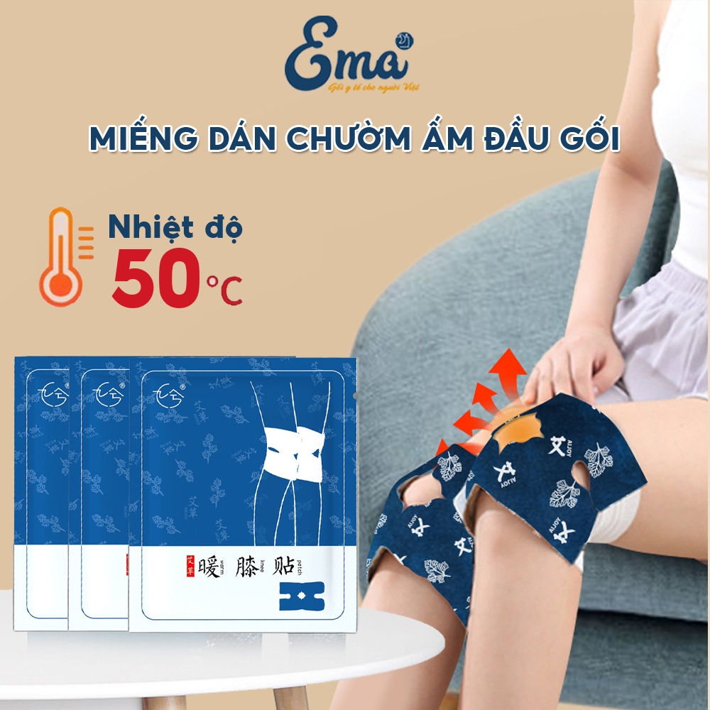 Miếng dán sưởi ấm đầu gối EMA, miếng dán tinh chất thảo dược giảm đau hiệu quả