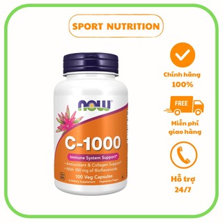 Now Vitamin C-1000 mg with 100 mg of Bioflavonoids, 100 viên giúp làm  đẹp da và cải thiện sức khỏe