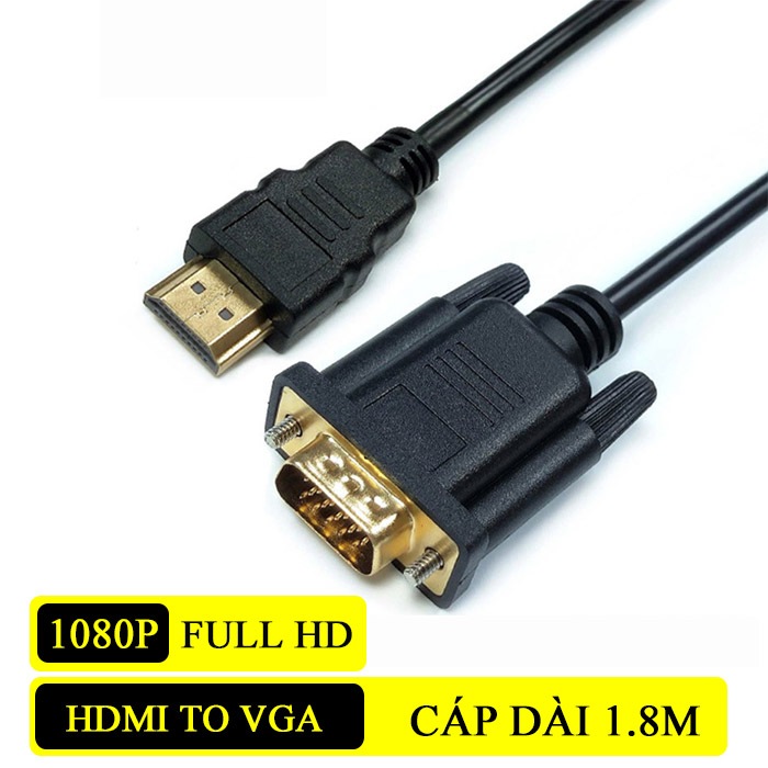 Cáp HDMI to VGA 1.8 Mét Cáp chuyển HDMI sang VGA Full HD 1080P - KHÔNG CHUYỂN NGƯỢC TỪ VGA TO HDMI