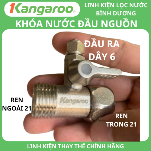 Khóa nước 21 ren chia nước dây 6 Kangaroo , Khẩu khóa đỏ dây 6 - dây 10 ren 21