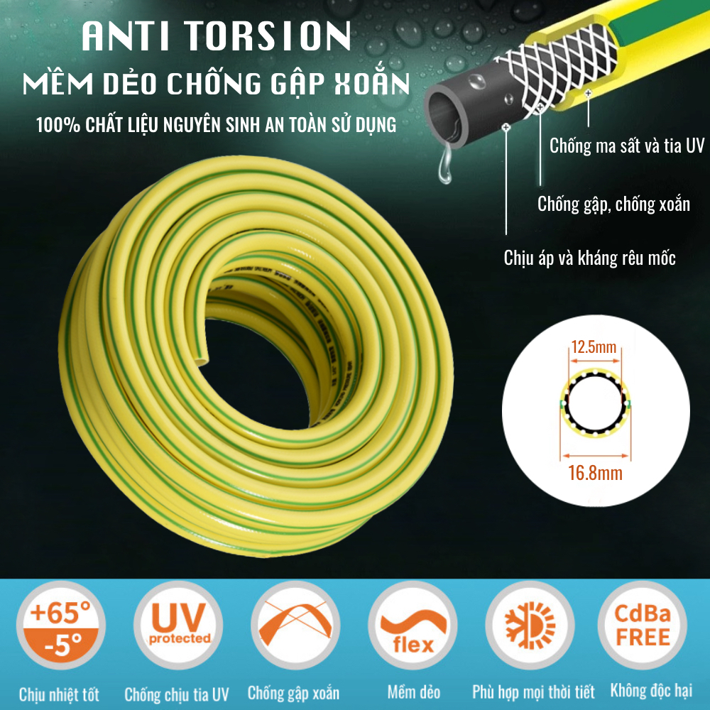 Ống nước tưới cây Raco GD125, ống dẫn nước chống gập và chống xoắn, mềm dẻo có tính đàn hồi cao