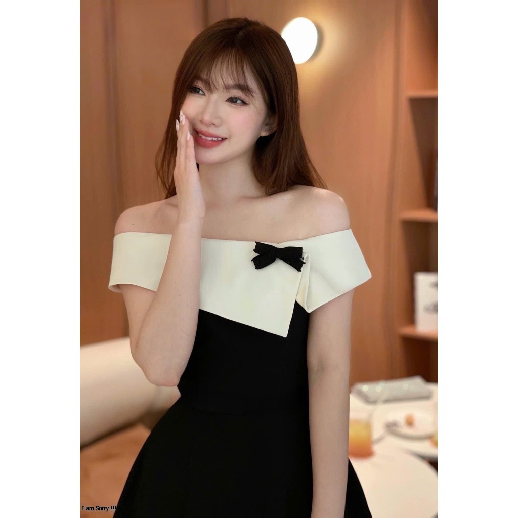 Đầm dự tiệc trễ vai chất taffta kèm tag nơ Lisen Dress | BigBuy360 - bigbuy360.vn