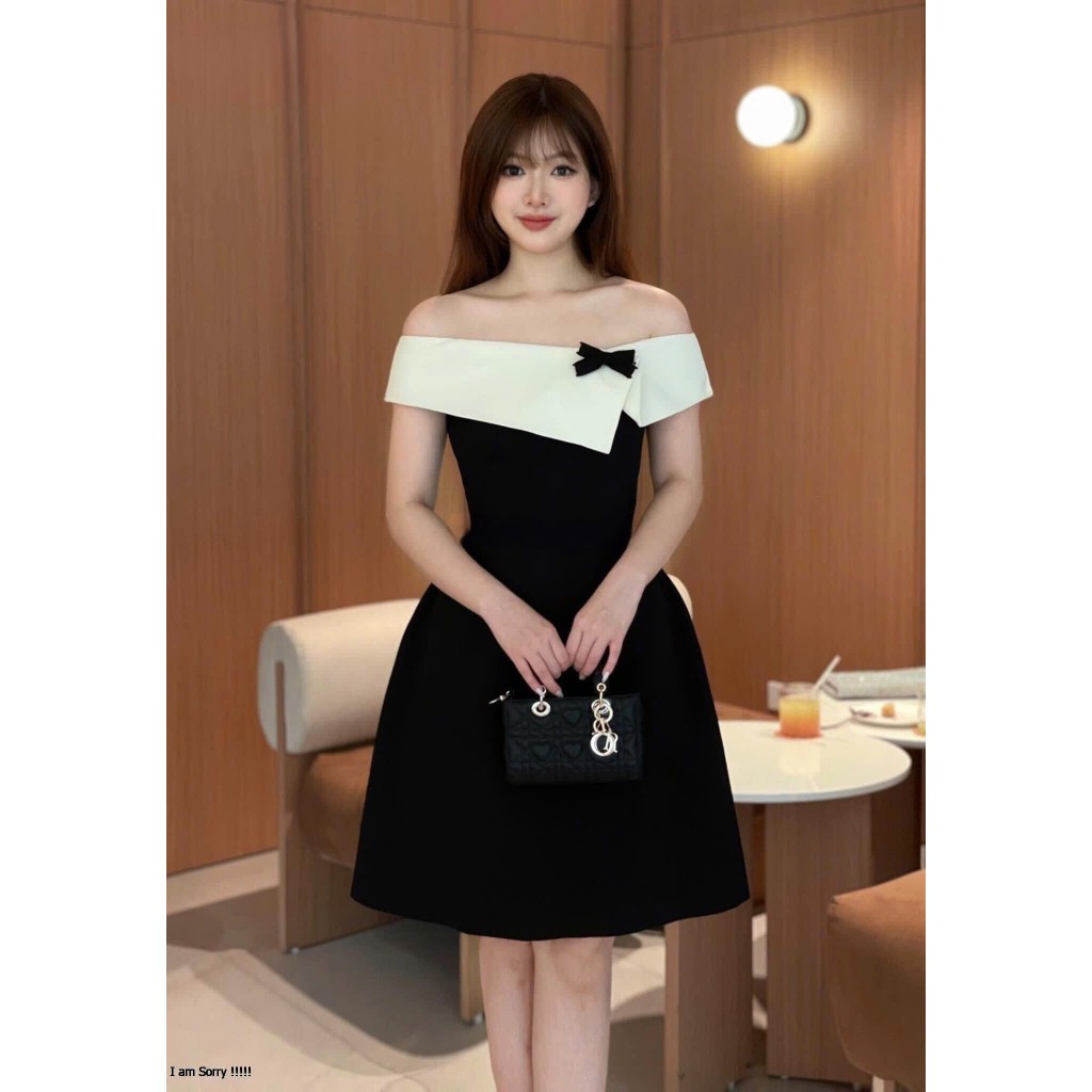 Đầm dự tiệc trễ vai chất taffta kèm tag nơ Lisen Dress | BigBuy360 - bigbuy360.vn
