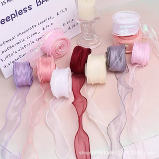 Ruy băng voan 4cm đuôi cá thắt nơ, buộc nơ gói quà, trang trí bánh sinh nhật