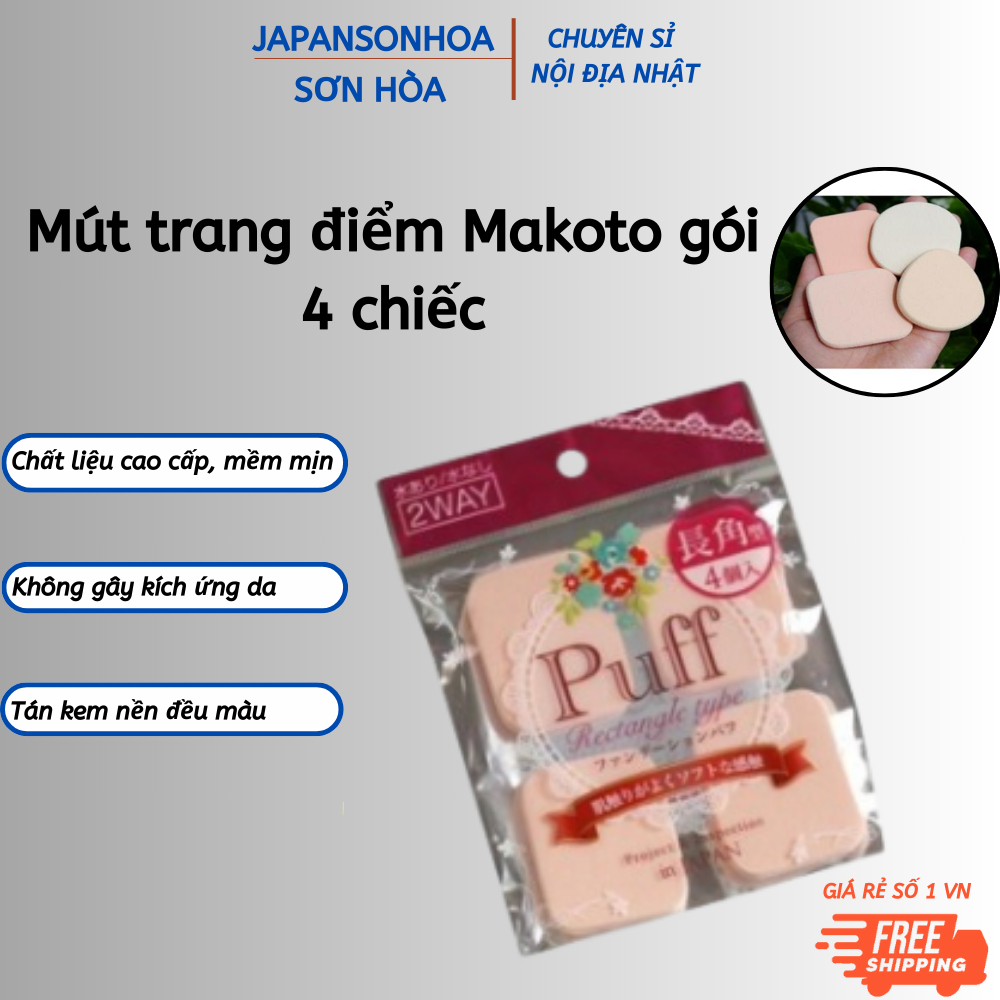 Mút trang điểm Makoto gói 4 chiếc