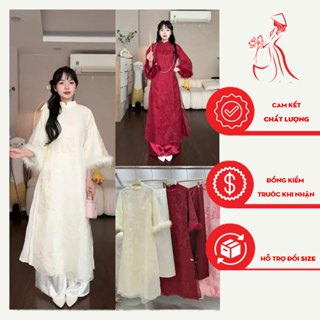  SET ÁO DÀI TẾT KỲ LÂN TAY LỠ THIẾT KẾ PHỐI TAY LÔNG SIÊU HOT CHO CÁC NÀNG LỰA CHỌN MẶC TẾT 2025 