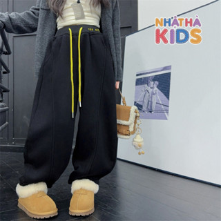 Quần nỉ bé gái size đại từ 14-45kg T5 NHẬT HÀ, quần dài thu đông ống rộng chất nỉ hai da dày dặn, mềm min.