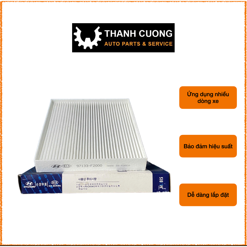 Lọc gió điều hoà, lọc gió máy lạnh Hyundai Elantra, Stargazer 2019-2024, 97133-F2000