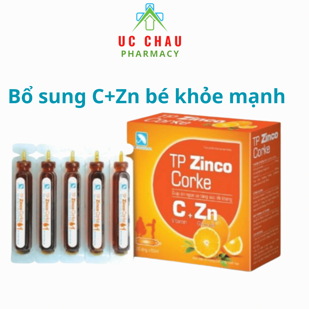 C + Kẽm Dạng Ống TP Zinco Corke – Tăng Đề Kháng, Kích Thích Trẻ Ăn Ngon, Dễ Uống Hộp 20 ống