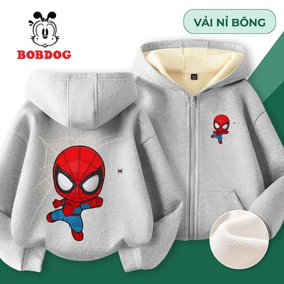 Áo hoodie zip bé trai BOBDOG chất liệu nỉ bông dày dặn in hình MARVEL dễ thương cho bé