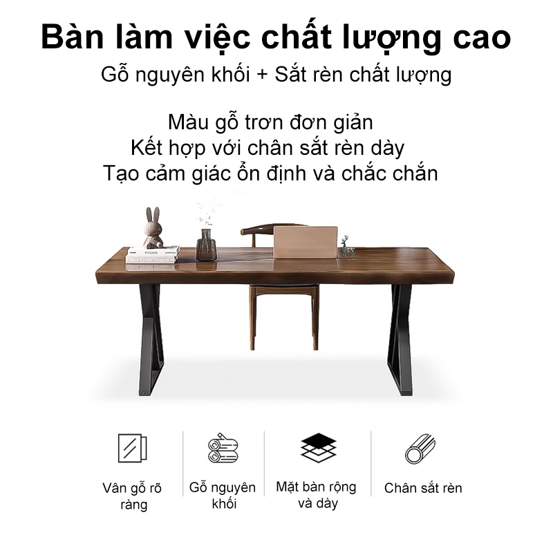 Dài 1m6 Bàn Làm Việc Đa Năng Thiết Kế Hiện Đại Khung Thép Lớn Mặt Gỗ Dày 30mm Khung Sắt Chống Ghỉ | BigBuy360 - bigbuy360.vn