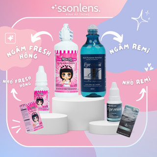 Bộ nước ngâm lens, nước nhỏ mắt Fresh Eyes và Aqua B5, set vệ sinh, hộp đựng kính áp tròng