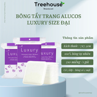Bông Tẩy Trang Alucos Luxury túi zip tiện lợi dày dặn size lớn 100% cotton TREEHOUSE SHOP