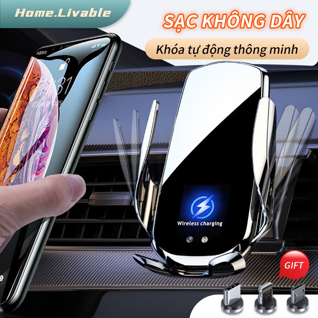 Giá đỡ điện thoại trên ô tô có chức năng sạc không dây