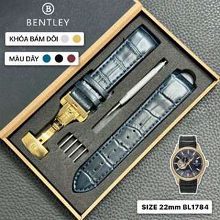 Dây da bò Chính hãng đồng hồ Bentley 1784 size 22mm Khóa bấm đôi