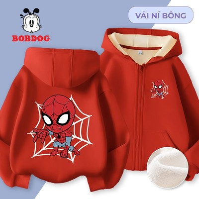 Áo khoác hoodie bé trai BOBDOG áo mùa đông cho bé chất liệu nỉ bông in hình SIÊU ANH HÙNG dễ thương