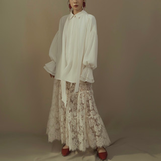 [Gabyli Label] Áo lụa sơ mi cách điệu dáng rộng tay loe phồng - NHÃ SHIRT