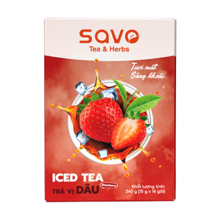 Trà Dâu Hòa Tan SAVO (Hộp 16 gói)