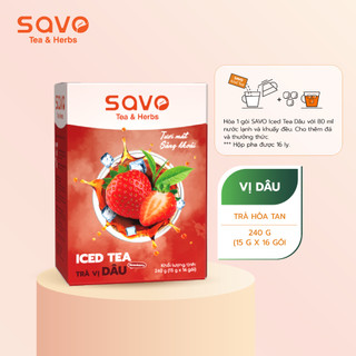 Trà Dâu Hòa Tan SAVO (Hộp 16 gói)