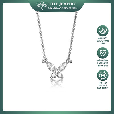 Dây chuyền bạc nữ TLEE mặt hồ điệp thân đính đá nữ tính TLEE JEWELRY D0258