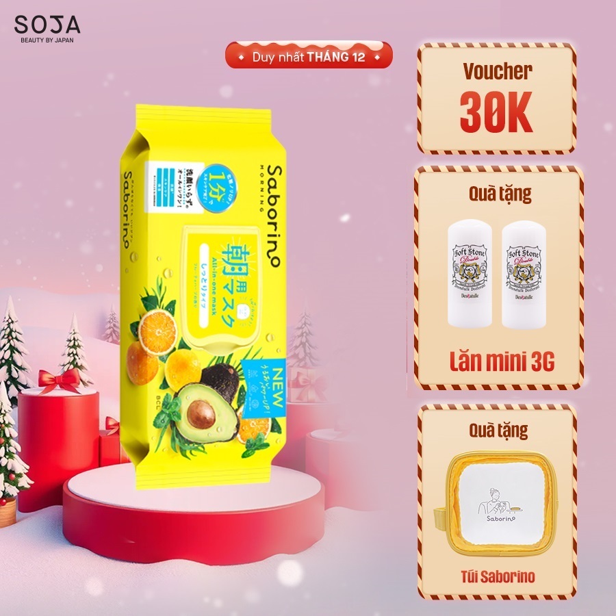 Mặt Nạ Dưỡng Ẩm Buổi Sáng Saborino Hương Trái Cây Morning Facial Sheet Mask 32 Miếng