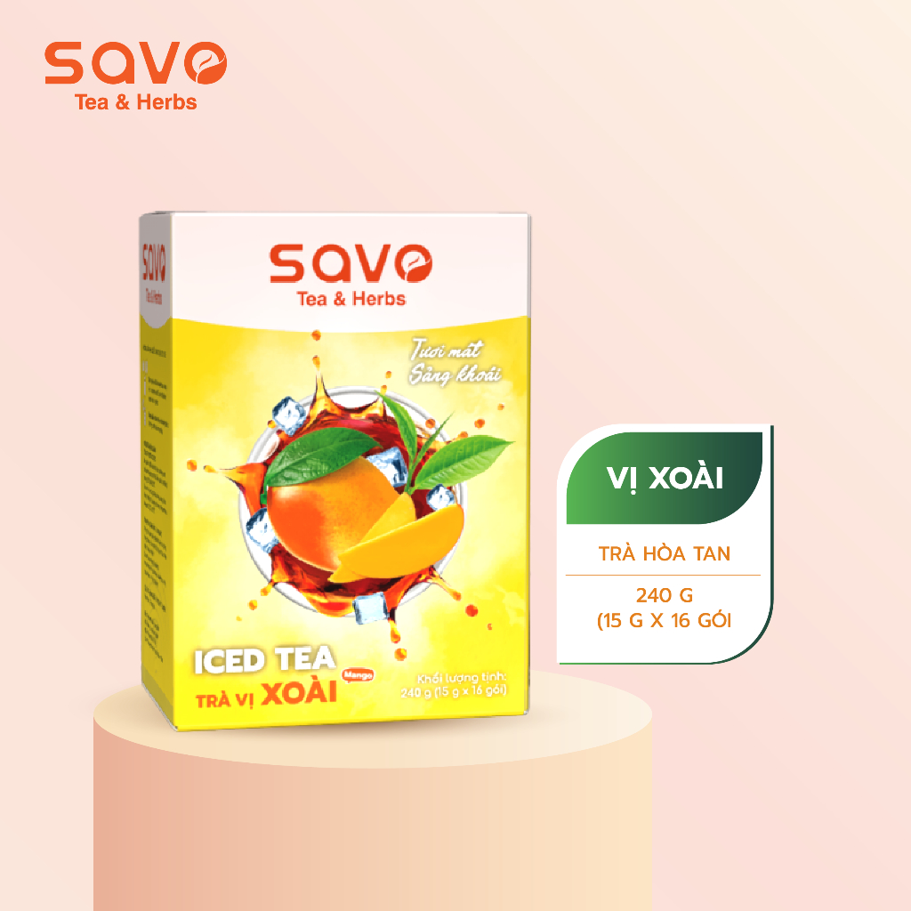 Trà Xoài Hoà Tan SAVO (Hộp 16 gói x 15g)