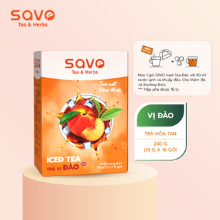 Trà Đào Hòa Tan SAVO (Hộp 16 gói x 15g)