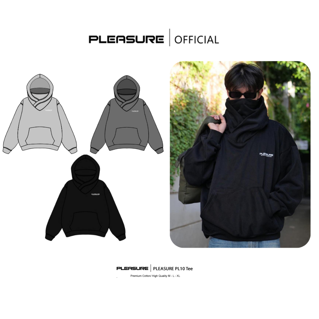 Áo Hoodie Ninja Nỉ Lông Cáo PLEASURE Signature Boxy Form Châu Âu Dáng Rộng Unisex Nam Nữ Local Brand PL13