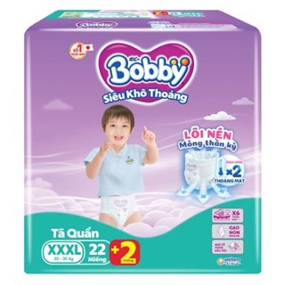 [TẶNG THÊM 2 MIẾNG]Tã quần bobby size XXXL 22  TẶNG 2 MIẾNG cho bé 20-35kg