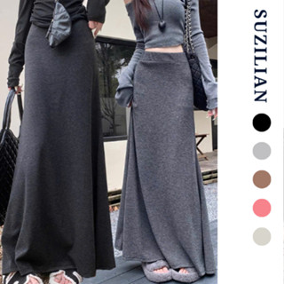 Chân Váy Đuôi Cá Dáng Dài Chất Nỉ Lông Thỏ, Chân Váy Suông Dài Cạp Phẳng Chun BigSize - SUZILIAN - S147