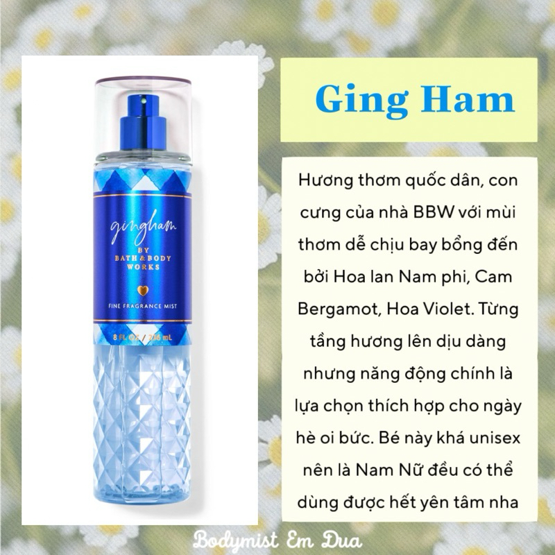 [Bodymist] Xịt Thơm Toàn Thân - GINGHAM - Em Dứa