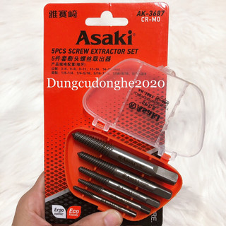 Bộ 5 mũi ren lấy bu lông ốc vít gãy asaki ak-3687