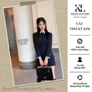 Váy Thư Ký Kim Phối Thom Browne, Cổ Sen 2 Tà, Hàng 2 Lớp Loại 1 Quảng Châu - Khánh Linh Store