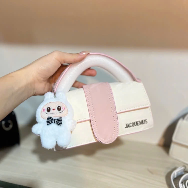 Túi xách nữ túi cầm tay jac da nhung size 20 tặng kèm gấu bông labubu xinh xắn - DK357
