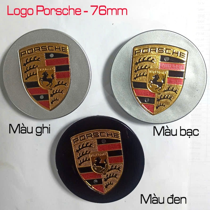 Ốp chụp mâm cho xe Porsche, Logo xe Porsche ốp mâm (Lazang) (đường kính 76mm). Chất liệu nhựa ABS ca