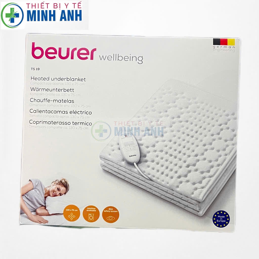 Đệm điện đơn Beurer TS19 nhập từ Đức được trang bị sensor cảm biến nhiệt tự ngắt điện theo công nghệ