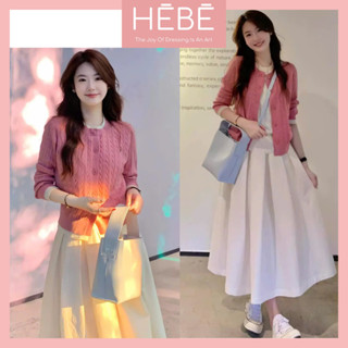 Set Áo Váy Nữ Lawan Áo Len Hồng Pastel Kèm Chân Váy Xòe Vải Kaki Cotton, Set Đồ Nữ Style Hàn Quốc Thời Trang HEBE