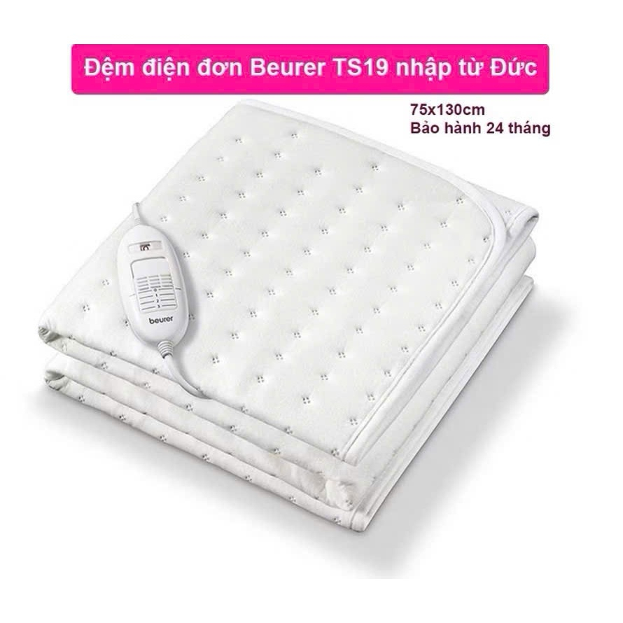 Đệm điện đơn Beurer TS19 nhập từ Đức được trang bị sensor cảm biến nhiệt tự ngắt điện theo công nghệ