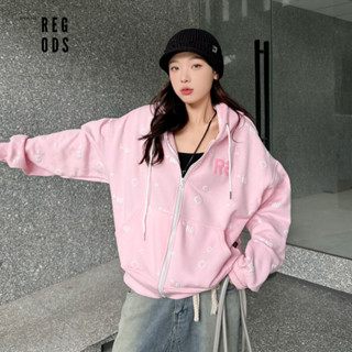 Áo khoác HoodieZip Cropped dây kéo nỉ lót bông in nổi thêu REGODS form crop unisex nam nữ nỉ bông 370gsm -Hoodie zip Emb