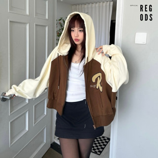 Áo khoác Hoodie Zip dây kéo thêu REGODS form rộng unisex nam nữ nỉ PCG - Hoodie zip Raglan
