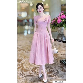 Váy Công Sở K55-D2-1 MDU3905 Gam Màu Hồng Tươi Sáng Dáng Váy Xếp Li Nhẹ Nhàng Từ MDU