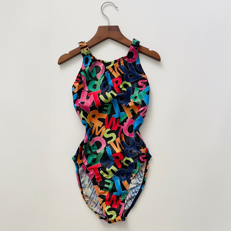 [ size xxs,xs ] Áo bơi 1 mảnh thể thao hoạ tiết chữ, áo bơi chuyên nghiệp bé gái