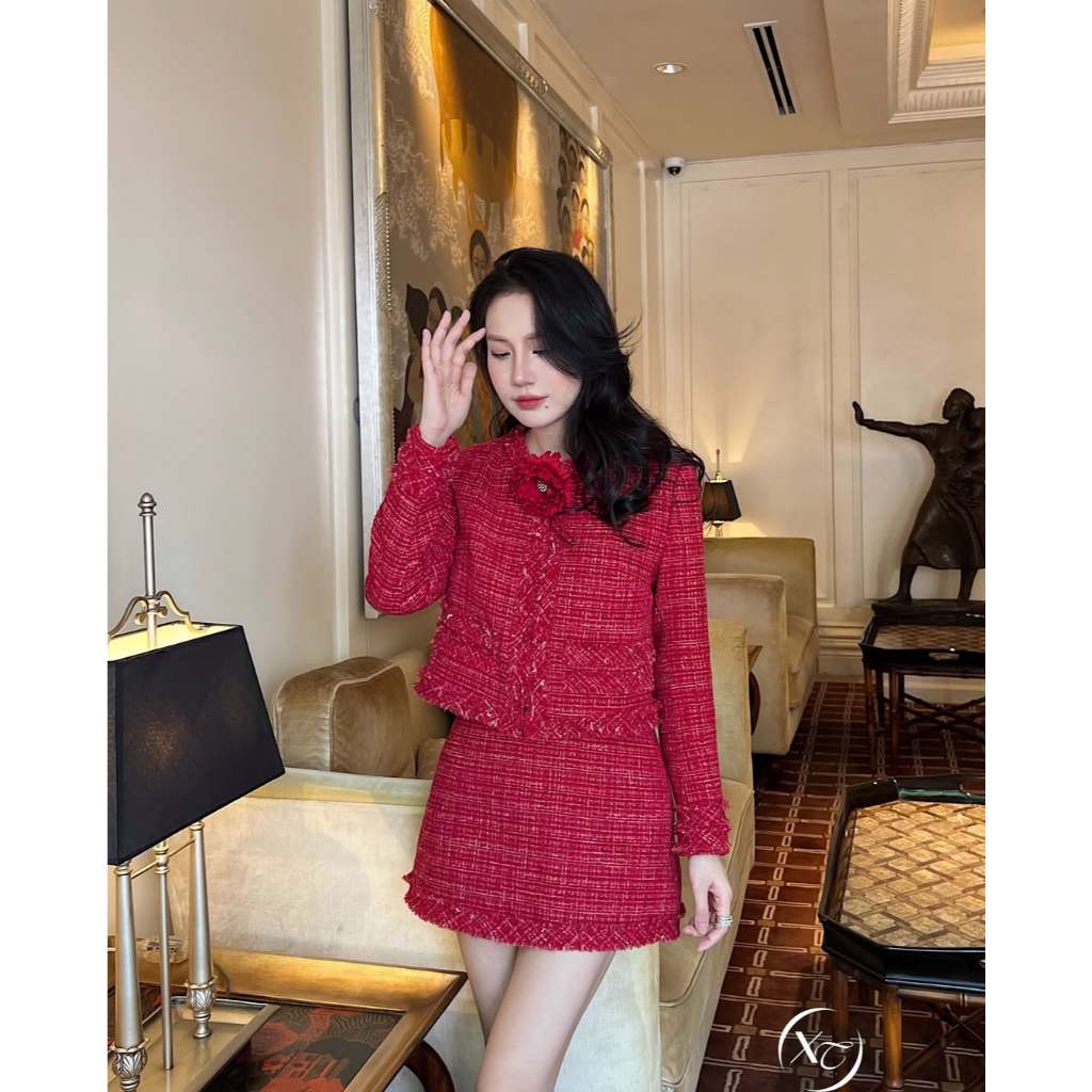 Set Áo Dạ Tweed Mix Chân Váy Dáng Ngắn - Molly Set