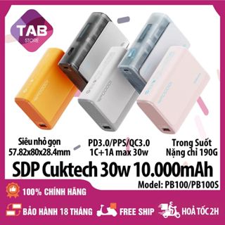Sạc Dự Phòng Cuktech PB100 PB100S 10000mAh 1C1A 30w PD3.0/PPS/QC3.0 QC  - Bảo Hành 18 Tháng