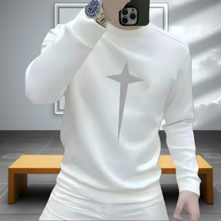 Áo thun tay dài nam nữ thu đông 2024 chất thun nỉ da cá mềm mại thêu họa tiết, kiểu viền tay