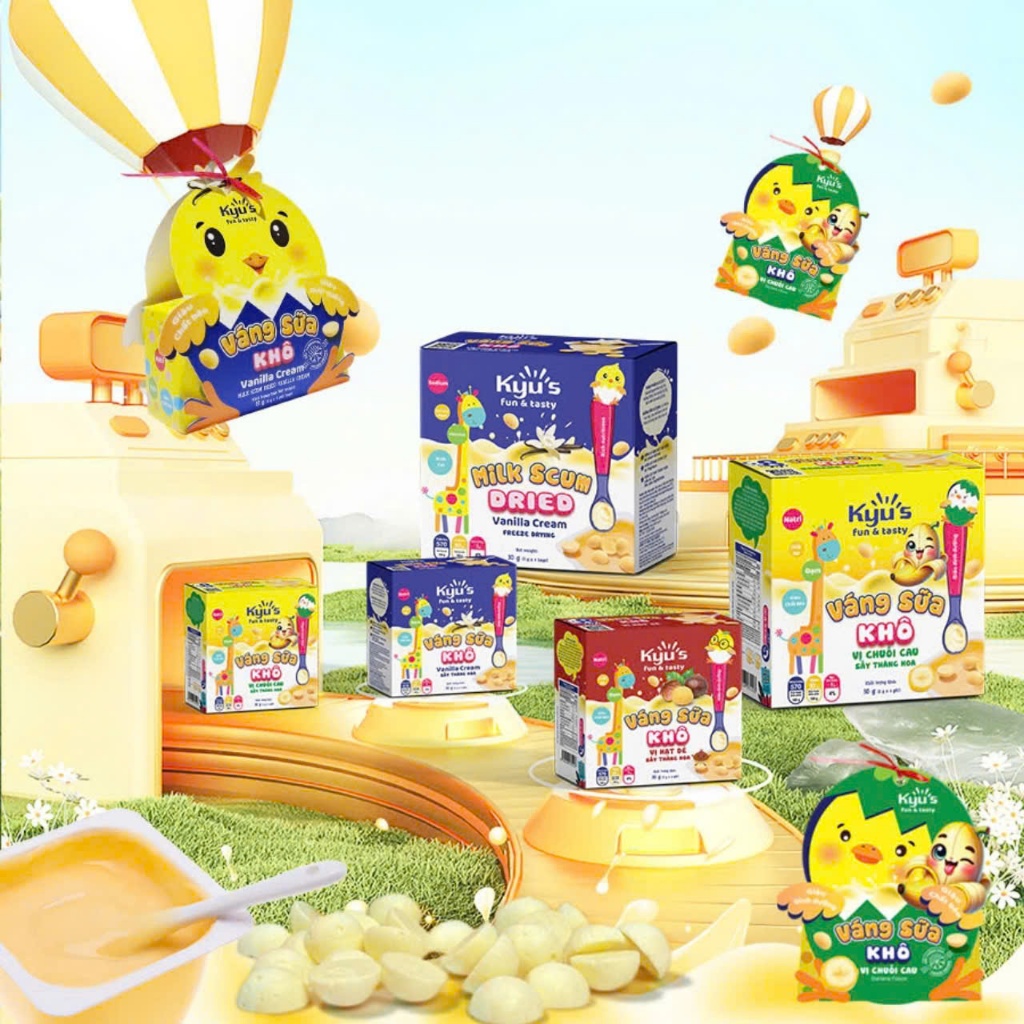 Váng Sữa Khô Kyu's - Sấy Thăng Hoa Dành Cho Bé Biếng Ăn, Chậm Lớn Cung Cấp Nhiều Năng Lượng